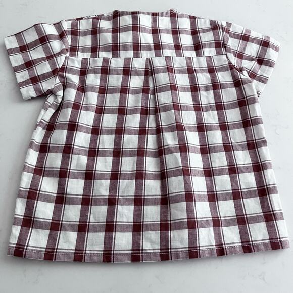 Violeta E Federico boys brown white plaid linen blend s/s shirt size 3 NWT - Picture 7 of 7